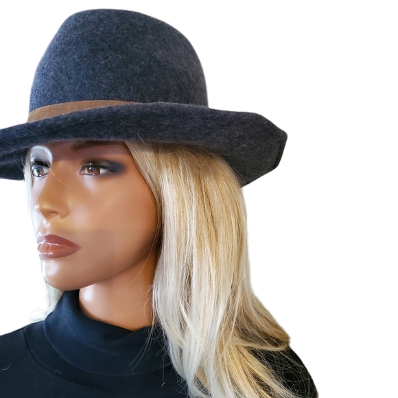 Athleta Gray Felted Wool Cowgirl Hat NWT Boho Gorpcore Western Fringe Minimalist - Picture 8 of 11